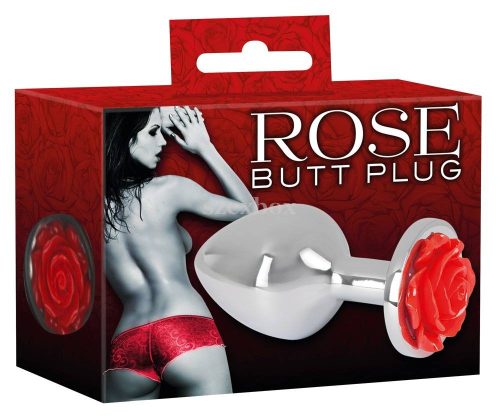 Rose - 91g aluminium anal dildo (silver-red)